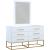 Maxine 6-Drawer Wood Dresser with Brushed Gold Metal Legs & Handles
