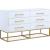 Maxine 6-Drawer Wood Dresser with Brushed Gold Metal Legs & Handles