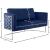 Casa Velvet Loveseat with Chrome Iron Metal Base