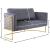 Casa Velvet Loveseat with Gold Iron Metal Base