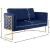 Casa Velvet Loveseat with Gold Iron Metal Base