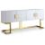 Beth 4-Door Lacquer Buffet with Gold Stainless Steel Base & Handles