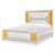Claire LED Bed White & Gold Upholstered Platform Bed with Glam LED Accent Panels