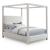 Emerson Linen Fabric Queen Size Canopy Bed