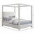 Emerson Linen Fabric Queen Size Canopy Bed