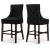 Hannah Velvet Counter Stool with Cherry Finish Wood Legs