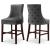 Hannah Velvet Counter Stool with Cherry Finish Wood Legs