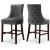 Hannah Velvet Counter Stool with Cherry Finish Wood Legs