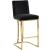 Heidi Velvet Counter Stool with Polished Gold Metal Frame