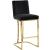 Heidi Velvet Counter Stool with Polished Metal Frame