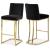 Heidi Velvet Counter Stool with Polished Metal Frame