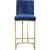 Heidi Velvet Counter Stool with Polished Metal Frame