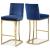 Heidi Velvet Counter Stool with Polished Gold Metal Frame