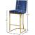 Heidi Velvet Counter Stool with Polished Gold Metal Frame