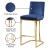 Heidi Velvet Counter Stool with Polished Metal Frame