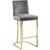 Heidi Velvet Counter Stool with Polished Gold Metal Frame