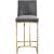 Heidi Velvet Counter Stool with Polished Metal Frame