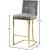 Heidi Velvet Counter Stool with Polished Metal Frame