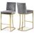 Heidi Velvet Counter Stool with Polished Metal Frame
