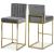 Giselle Velvet Counter Stool with Polished Metal Frame