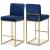 Giselle Velvet Counter Stool with Polished Metal Frame