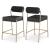 Carly Boucle Fabric & Faux Leather Counter Stool with Brushed Brass Frame