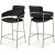 Yara Velvet Counter Stool with Brushed Brass Metal Frame