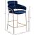 Yara Velvet Counter Stool with Brushed Brass Metal Frame