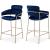 Yara Velvet Counter Stool with Brushed Brass Metal Frame