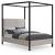 James Linen Fabric Full Size Canopy Bed
