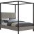 James Linen Fabric Full Size Canopy Bed