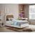 Blake Two Tone Faux Leather & Linen Fabric Twin Size Bed