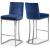 Heidi Velvet Counter Stool with Polished Metal Frame