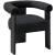 Barrel Boucle Fabric Dining Chair with Solid Wood Black Frame