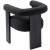 Barrel Boucle Fabric Dining Chair with Solid Wood Black Frame