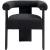 Barrel Boucle Fabric Dining Chair with Solid Wood Black Frame