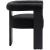 Barrel Boucle Fabric Dining Chair with Solid Wood Black Frame