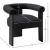 Barrel Boucle Fabric Dining Chair with Solid Wood Black Frame