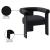 Barrel Boucle Fabric Dining Chair with Solid Wood Black Frame