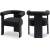 Barrel Boucle Fabric Dining Chair with Solid Wood Black Frame