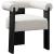 Barrel Boucle Fabric Dining Chair with Solid Wood Black Frame