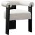 Barrel Boucle Fabric Dining Chair with Solid Wood Black Frame
