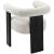 Barrel Boucle Fabric Dining Chair with Solid Wood Black Frame