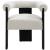 Barrel Boucle Fabric Dining Chair with Solid Wood Black Frame