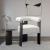 Barrel Boucle Fabric Dining Chair with Solid Wood Black Frame