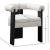 Barrel Boucle Fabric Dining Chair with Solid Wood Black Frame