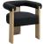 Barrel Boucle Fabric Dining Chair with Solid Wood Natural Frame