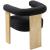 Barrel Boucle Fabric Dining Chair with Solid Wood Black Frame
