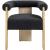 Barrel Boucle Fabric Dining Chair with Solid Wood Black Frame