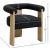 Barrel Boucle Fabric Dining Chair with Solid Wood Black Frame